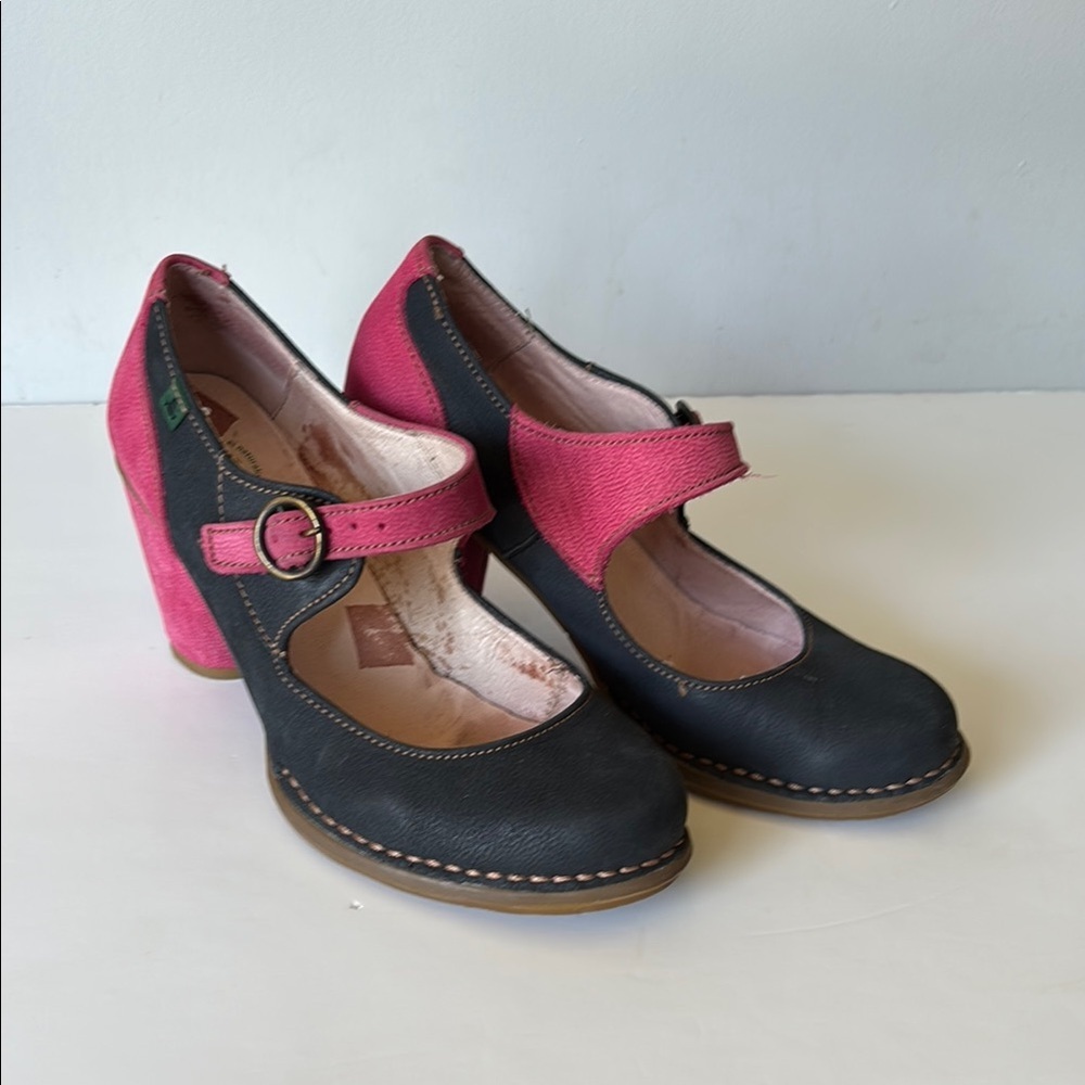 El Naturalista Heels Euro 36 Brown Leather 2.75" Heel Rustic Boho Shoes